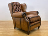 Oskar Leather Wingback Armchair Buffalo Hide Hand Antique